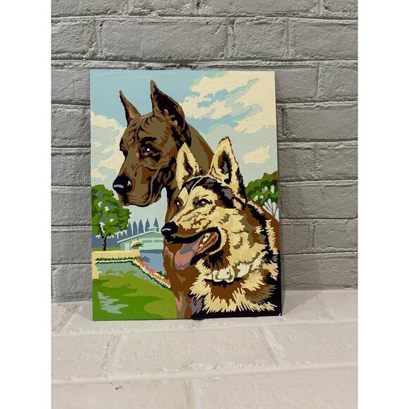 1960's Paint by Numbers-Dogs Vintage 12" X 16" German Shepard and Great Dane - Picture 1 of 4